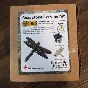 Soapstone Carving Kit - Dragonfly - Stone Colours Vary